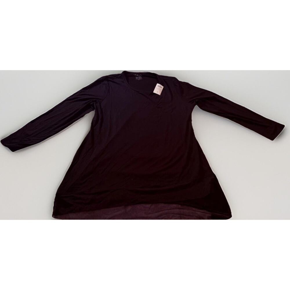 Soft Surroundings Black Knit Asymmetrical Hem Tunic V-Neck Long Sleeve 2 NWT